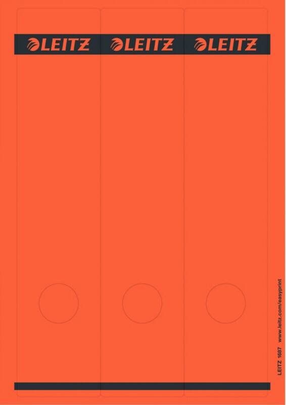 Leitz PC Printbare Zelfklevende Rugetiketten 1687 Lang Voor Leitz 1080 Ordners Rood 62 x 285 mm 75 Stuks