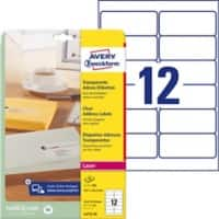 AVERY Zweckform Waterbestendig Adresetiketten L4772-25 Zelfklevend A4 Transparant 99,1 x 42,3 mm 25 Vellen à 12 Etiketten