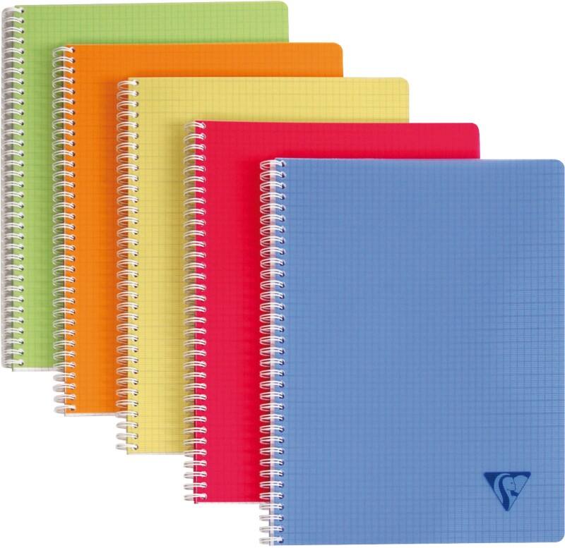 Clairefontaine Linicolor Schrijfblok A4 Geruit Spiraal gebonden PP (Polypropeen) Kleurenassortiment 180 Pagina's 90 Vellen