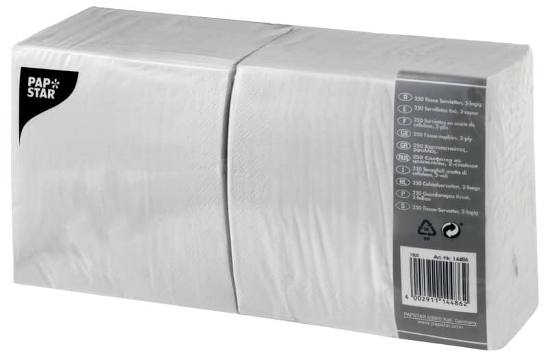 PAPSTAR Servetten 14486 33 cm Wit 250 Stuks
