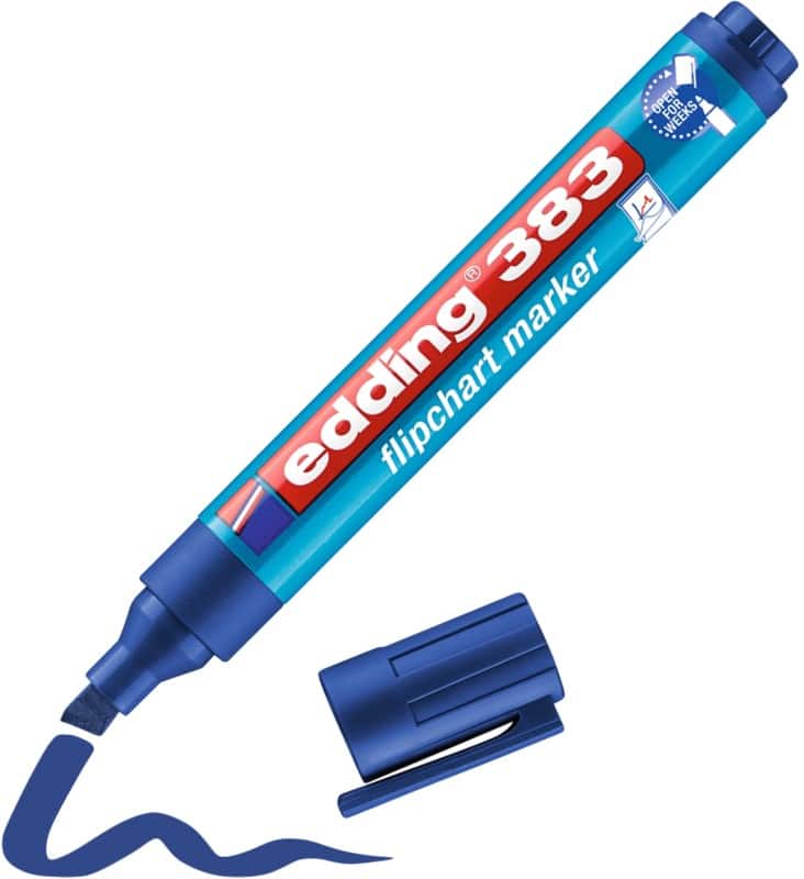 edding 383 Marker Breed Beitelpunt 1 - 5 mm Blauw Navulbaar Waterbestendig
