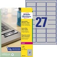 Avery Etiketten L6011-20 Klevend A4 Zilver 63,5 x 29,6 mm 20 Vellen à 27 Etiketten