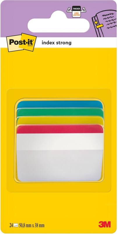 Post-it Indexen Strong 50,8 x 38 mm Kleurenassortiment 6 x 4 Stuks