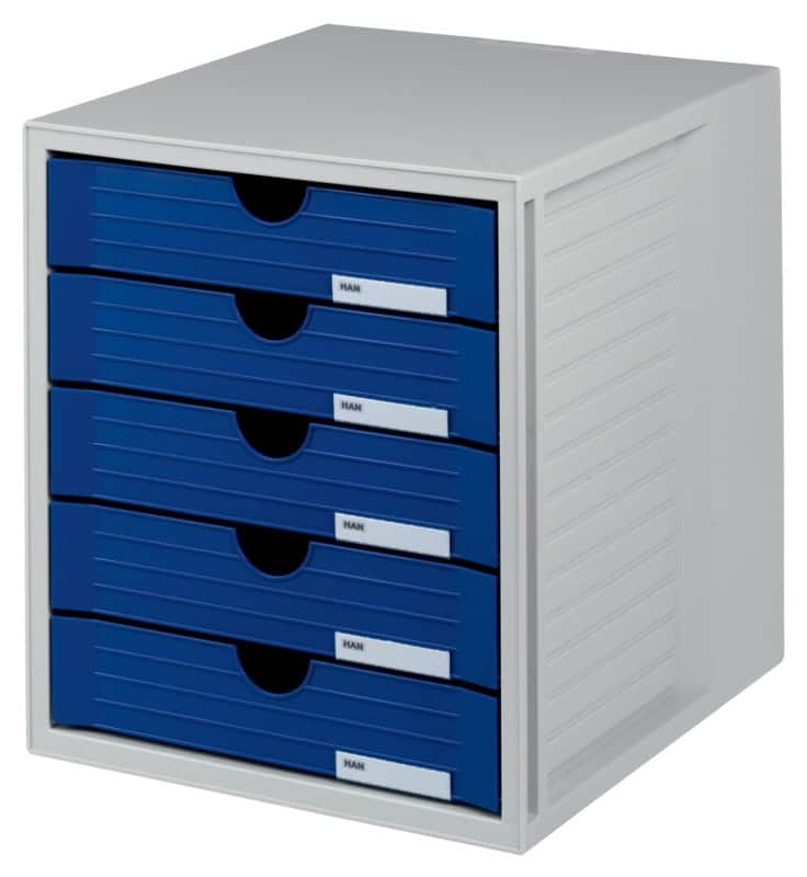 HAN Ladekastje Kunststof Blauw, grijs 5 Lades 27,5 x 33 x 32 cm