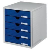 HAN Ladekastje Kunststof Blauw, grijs 5 Lades 27,5 x 33 x 32 cm