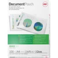 GBC Document Lamineerhoezen A4 Glanzend 75 micron (2 x 75) Transparant 100 Stuks