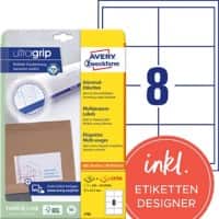 Avery Ultragrip Etiketten 4782 Klevend A4 Wit 97 x 67,7 mm 30 Vellen à 8 Etiketten