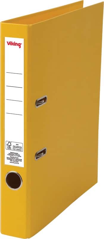 Viking Smal Ordner A4 50 mm Geel 2 Ringen Karton, PP (Polypropeen) Mat Staand
