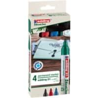 edding EcoLine 21 Permanentmarker Medium Ronde punt 1,5 - 3 mm Kleurenassortiment Navulbaar Watervast 4 Stuks