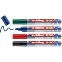 edding 250 Nee Whiteboard-marker Kleurenassortiment Medium Ronde punt 1,5 - 3 mm  4 Stuks