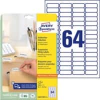 Avery Etiketten L6021REV-25 Klevend A4 Wit 45,7 x 16,9 mm 25 Vellen à 64 Etiketten