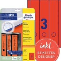 Avery Zweckform UltraGrip Ordnerrugetiketten A4 61 mm Rood 20 vellen á 3 etiketten