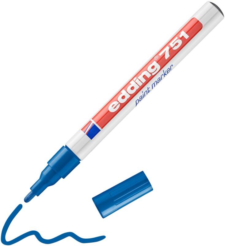 edding 751 Permanent Lakmarker Blauw Fijn Ronde punt 1 - 2 mm Waterbestendig