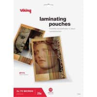 Viking Lamineerhoes A4 Glanzend 75 micron (2 x 75) Transparant 25 Stuks