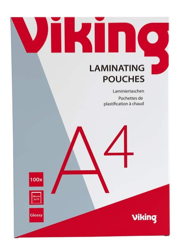 Viking Lamineerhoezen A4 Glanzend 75 (2 x 75 micron) Transparant 100 Stuks