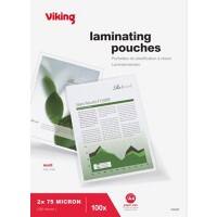 Viking Lamineerhoes A4 Mat 75 micron (2 x 75) Transparant 100 Stuks