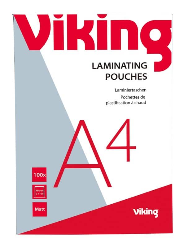 Viking Lamineerhoezen A4 Mat 125 (2 x 125 micron) Transparant 100 Stuks 