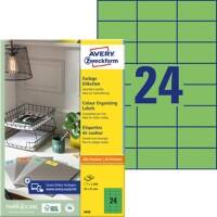 Avery Etiketten 3450 Klevend A4 Groen 70 x 37 mm 100 Vellen à 24 Etiketten