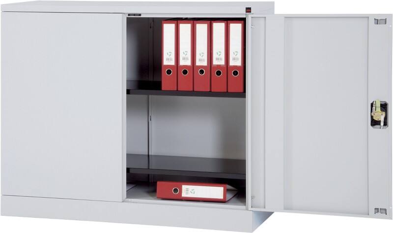 Realspace Draaideurkast Staal 2 Planken Afsluitbaar 1.200 x 420 x 1.000 mm Zilver