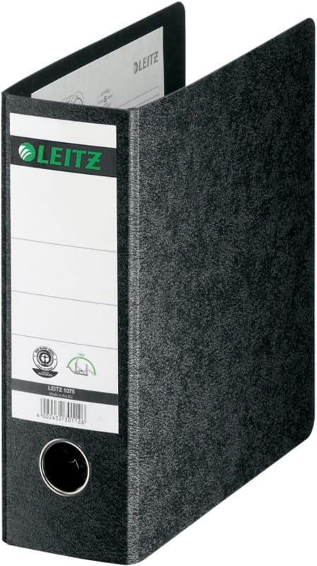 Leitz Breed Ordner A5 80 mm Zwart 2 Ringen 1075 Karton Wolkenmarmer Staand Gerecycled