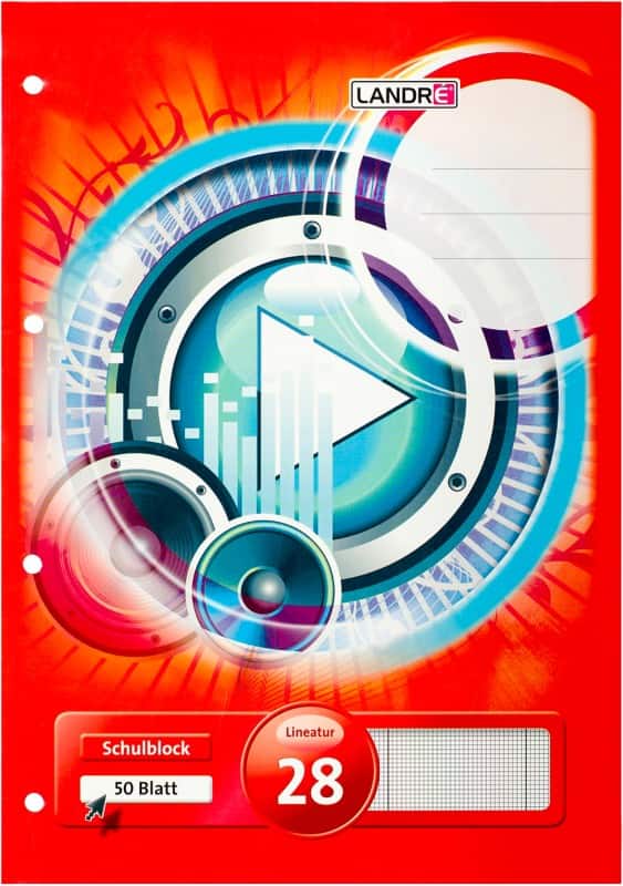 LANDRÉ Schrift A4 Geruit Gelijmd Karton Rood Niet geperforeerd 100 Pagina's