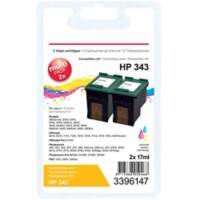 Viking 343 compatibele HP inktcartridge CB332EE cyaan, magenta, geel duopak 2 stuks