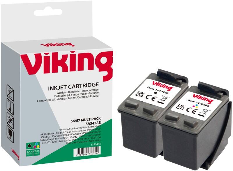 Viking 56 / 57 compatibele HP inktcartridge SA342AE zwart, cyaan, magenta, geel duopak 2 stuks
