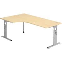 Hammerbacher Matrix Hoogteverstelbaar Bureau Vrije vorm Ahorn C-Voet 2.000 (B) x 1.200 (D) x 850 (H) mm Aluminium, hout, kunststof, spaanplaat