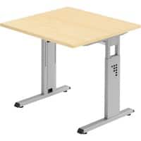Hammerbacher Matrix Hoogteverstelbaar Bureau Vierkant Ahorn C-Voet 800 (B) x 800 (D) x 850 (H) mm Aluminium, hout, kunststof, spaanplaat