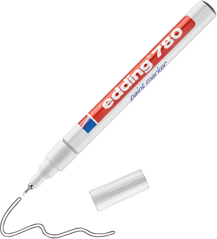 edding 780 Permanent Lakmarker Wit Extra Fijn Naaldpunt 1 - 0,8 mm Waterbestendig