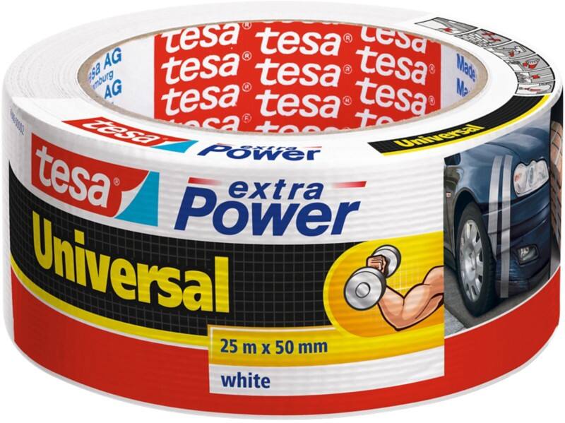 tesa extra Power Klustape Universeel 50 mm x 25 m Wit