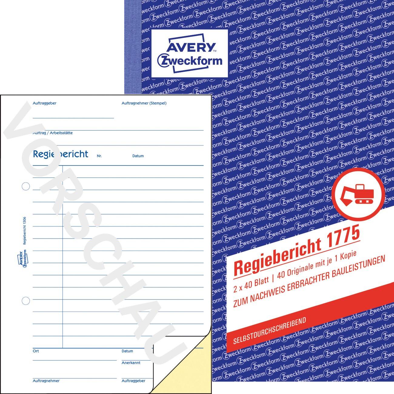 AVERY Zweckform 1775 Beheerrapport Wit, geel A5 54 g/m² 40 Vellen