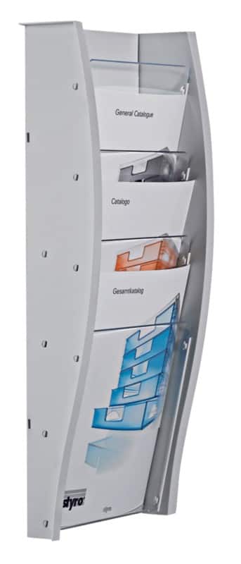 Styro styrodisplay A5 Folderhouder Wandmontage Lichtgrijs 128-350,02801 20,9 x 10,4 x 57,7 cm