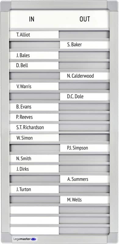 Legamaster Professional Aanwezigheidsbord Wandmontage 26 (B) x 54 (H) cm Aluminium, Kunststof Grijs