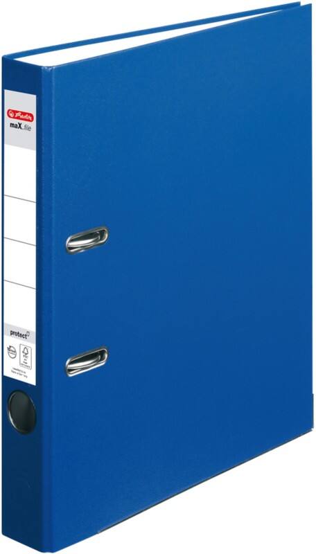 herlitz maX,file protect Smal Ordner A4 50 mm Blauw 2 Ringen 5450408 Kunststof Reliëf Staand