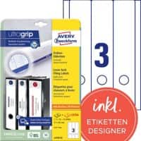 Avery UltraGrip Ordnerrugetiketten L4759-25 Klevend A4 Wit 6,1 x 29,7 cm 30 Vellen à 3 Etiketten