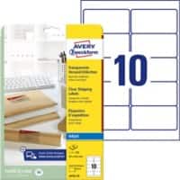 Avery Etiketten J4722-25 Klevend A4 Transparant 96 x 50,8 mm 25 Vellen à 10 Etiketten