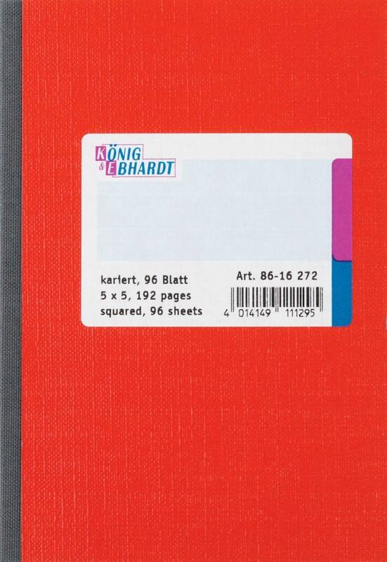 König & Ebhardt notitieboek rood geruit A6 70 g/m² 96 vellen