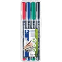 STAEDTLER Lumocolor 311 Overheadmarker 97% gerecycled Extra Fijn Viltstift 0,4 mm Kleurenassortiment Navulbaar 4 Stuks