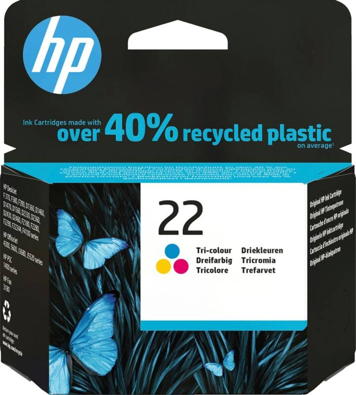 HP 22 Origineel Inktcartridge C9352AE Cyaan, magenta, geel
