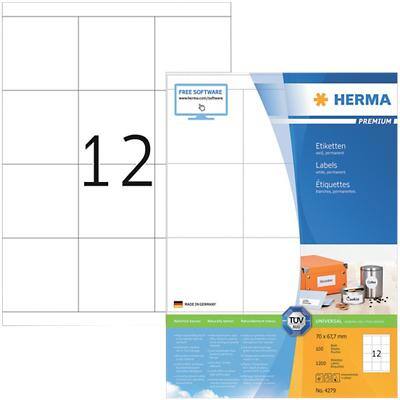 HERMA Multifunctionele etiketten 4279 Wit 70 x 67,7 mm 100 Vellen à 12 Etiketten