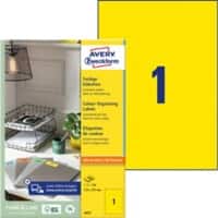 Avery Etiketten 3473 Klevend A4 Geel 210 x 297 mm 100 Vellen à 1 Etiketten