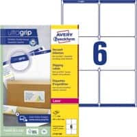 Avery UltraGrip Verzendetiketten L7166-100 Klevend A4 Wit 99,1 x 93,1 mm 100 Vellen à 6 Etiketten