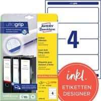 Avery UltraGrip Ordnerrugetiketten L4761-25 Klevend A4 Wit 6,1 x 19,2 cm 25 Vellen à 4 Etiketten