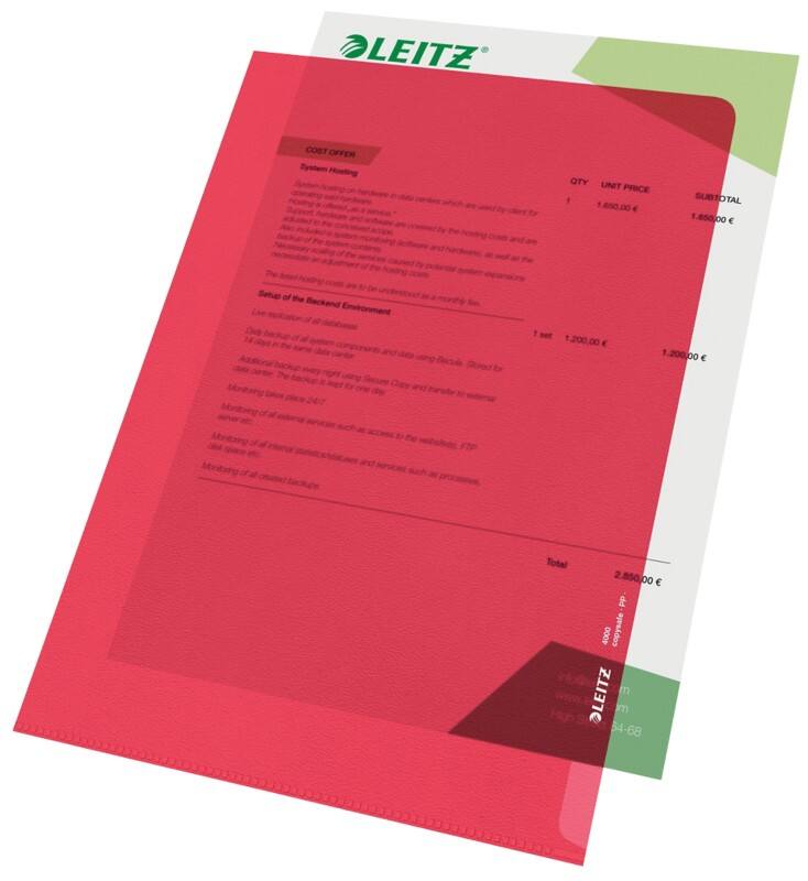 Leitz Standard L-map A4 Rood PP (Polypropeen) 130 micron 100 Stuks