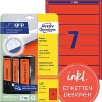 Avery UltraGrip Ordnerrugetiketten L4762-20 Klevend A4 Rood 3,8 x 19,2 cm 20 Vellen à 7 Etiketten