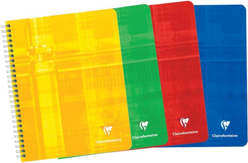 Clairefontaine Schrijfblok A5+ Geruit Spiraal gebonden Gelamineerd karton Kleurenassortiment Niet geperforeerd 180 Pagina's