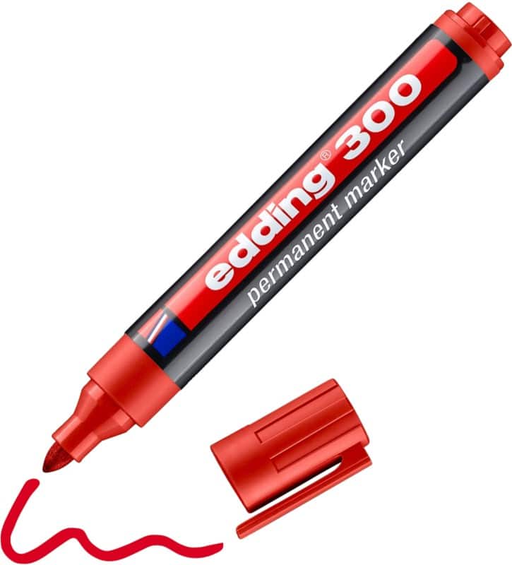 edding 300 Permanentmarker Medium Ronde punt 1,5 - 3 mm Rood Navulbaar Waterbestendig