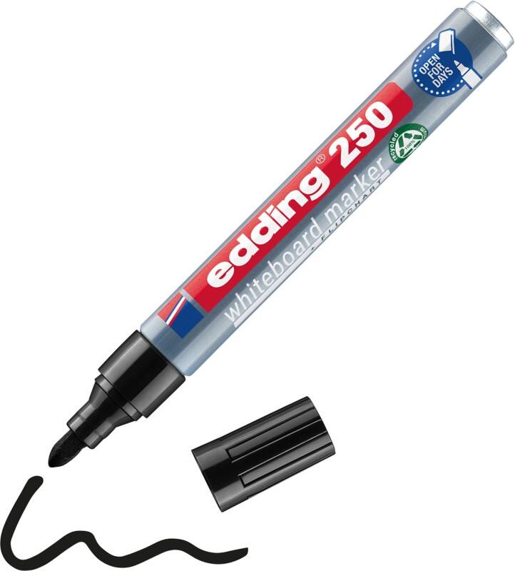 edding E-250 Niet-permanent Whiteboard-marker Zwart Medium Ronde punt 1,5 - 3 mm 100% Gerecycled