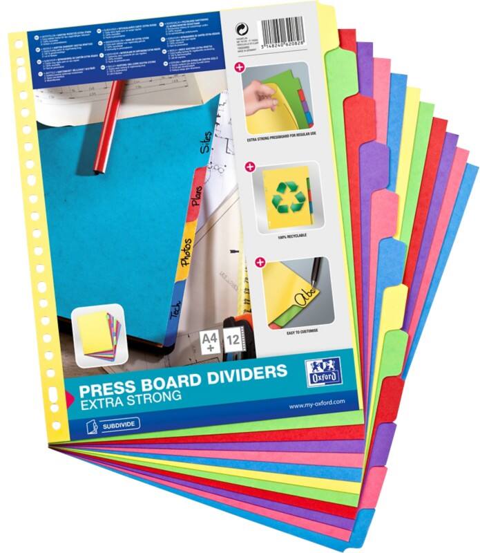 OXFORD Nature Future Blanco tabbladen A4 Kleurenassortiment 12 tabs Karton 22 Gaten 100204982